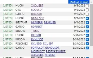 Ticker Bell - a top cryptocurrency exchanges listings addon with hypertext links to relevant charts